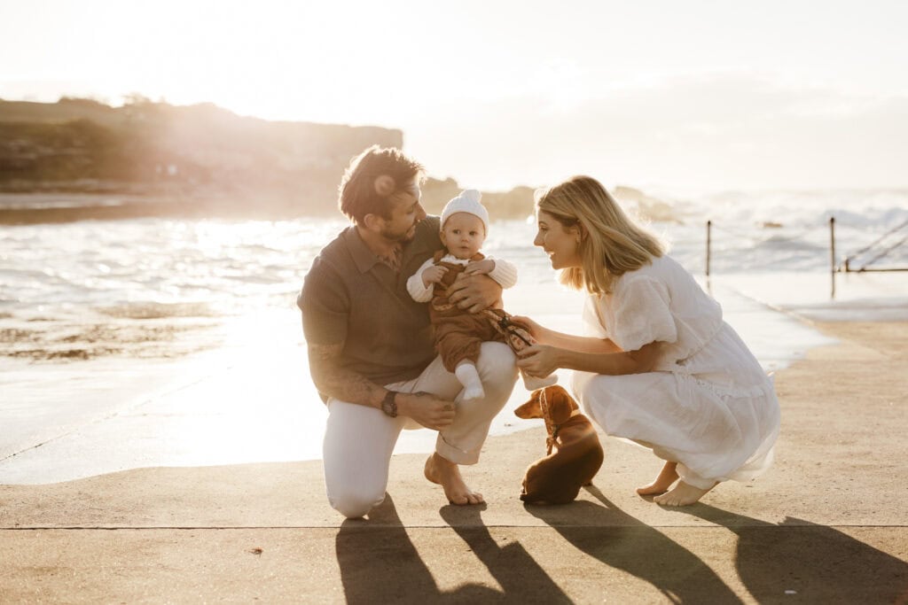 baby photos captured at sunrise over golden hour